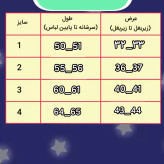 جدول سایزبندی