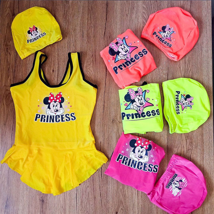 خرید مایو یک تیکه شورتی دامنی بچگانه به همراه